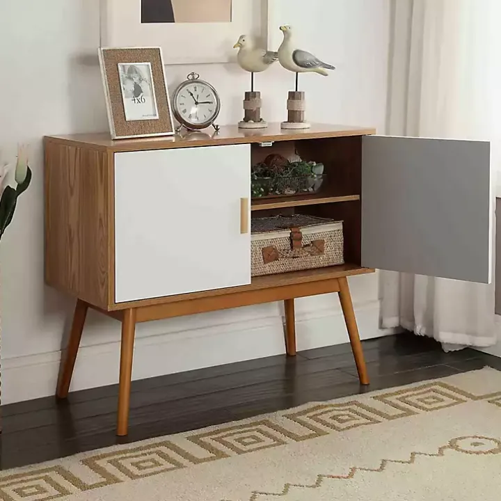 Natural and White Reversible Doors Cabinet