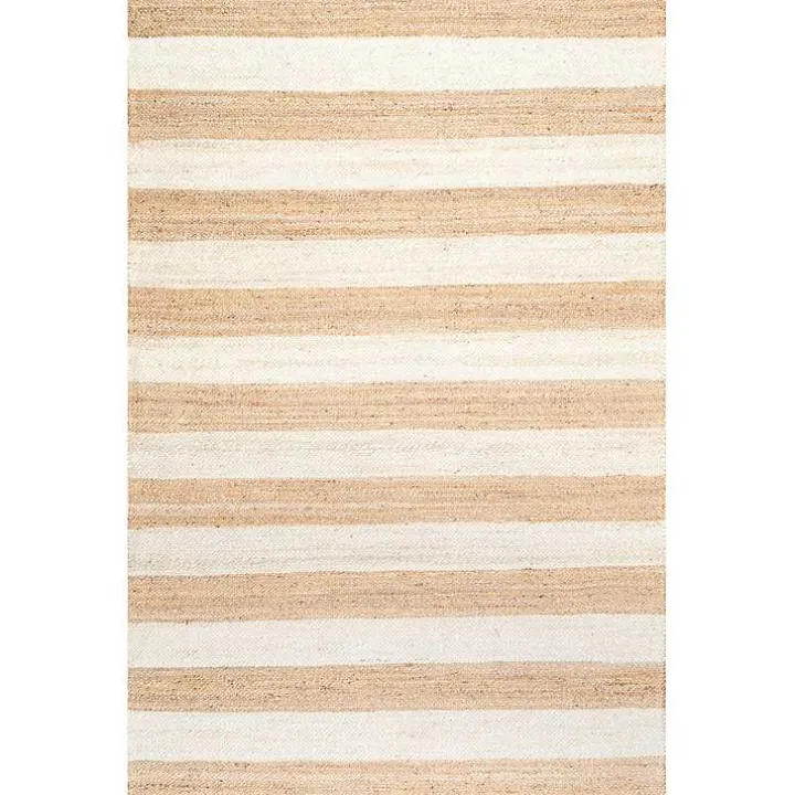 Natural and White Striped Felix Area Rug, 7x9