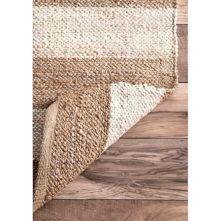 Natural and White Striped Felix Area Rug, 7x9