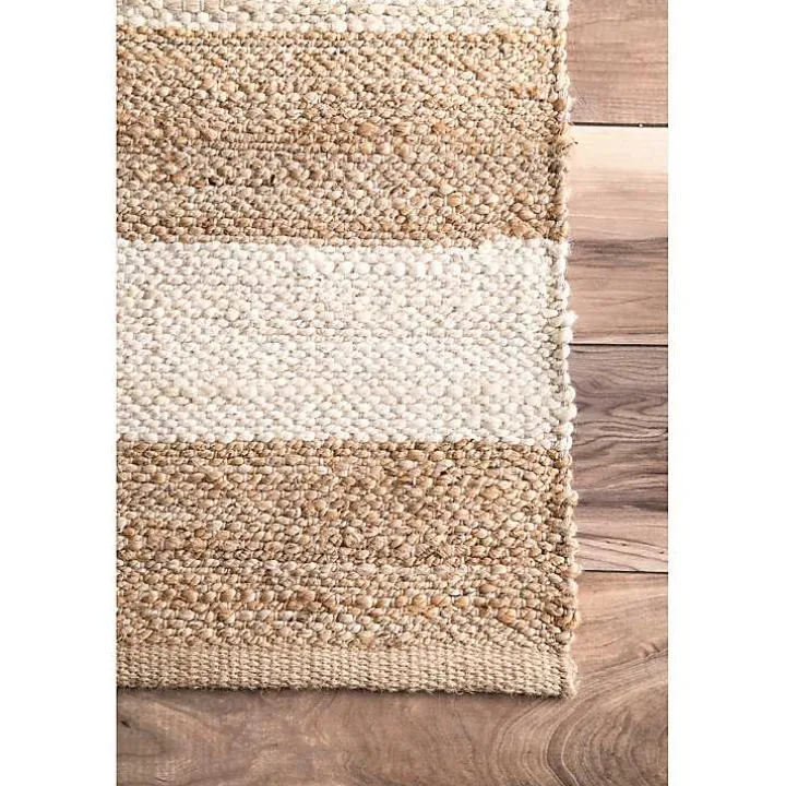Natural and White Striped Felix Area Rug, 7x9