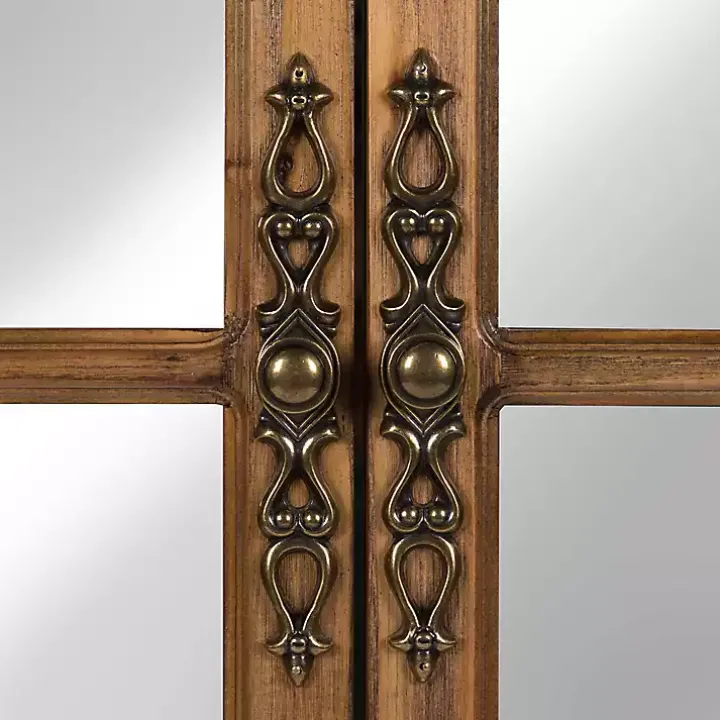 Natural Arched Pane Doors Wall Mirror