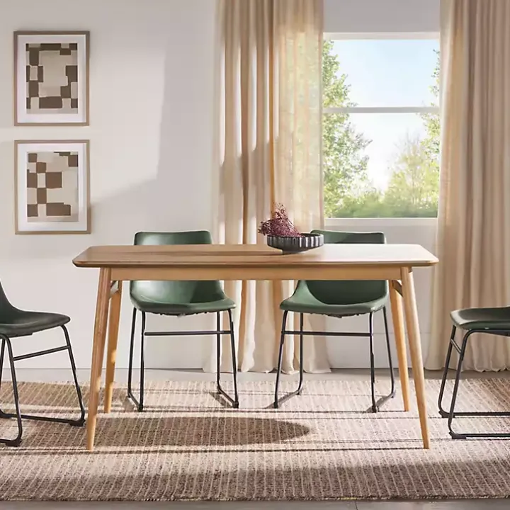 Natural Ash Wood Mid-Century Modern Dining Table