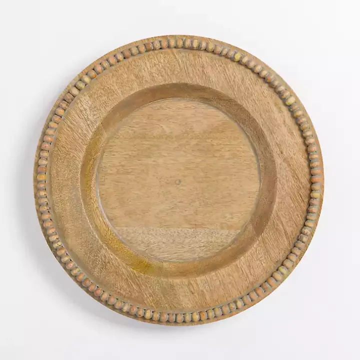 Natural Beaded Wood Charger