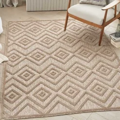 Natural Beige Diamond Indoor/Outdoor Area Rug, 4x6