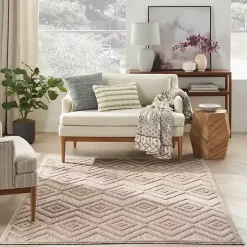 Natural Beige Diamond Indoor/Outdoor Area Rug, 5x7