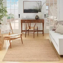Natural Bleach Jute Reversible Area Rug, 5x7