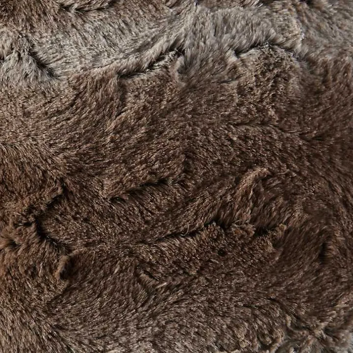 Natural Brown Textured Faux Fur Pillow