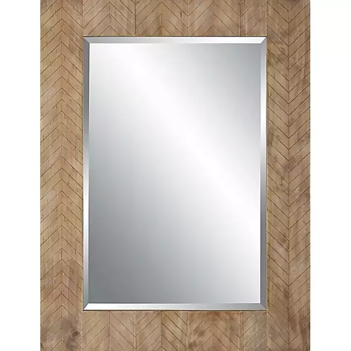 Natural Chevron Wood Wall Mirror