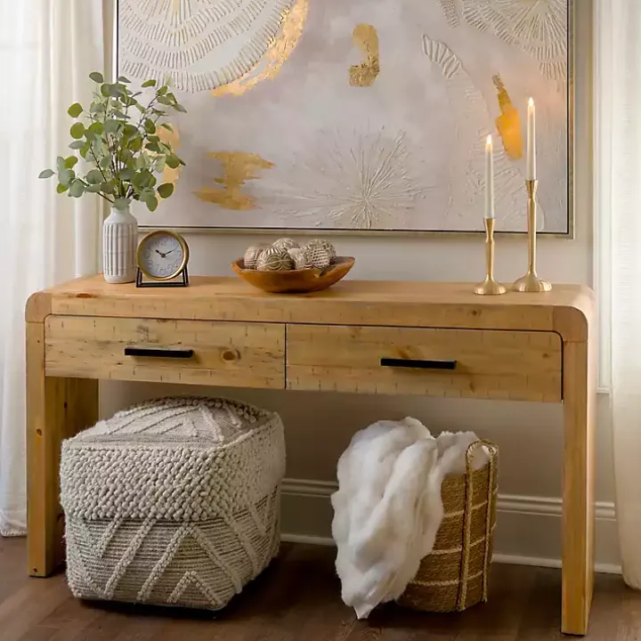 Natural Curved Edge Console Table