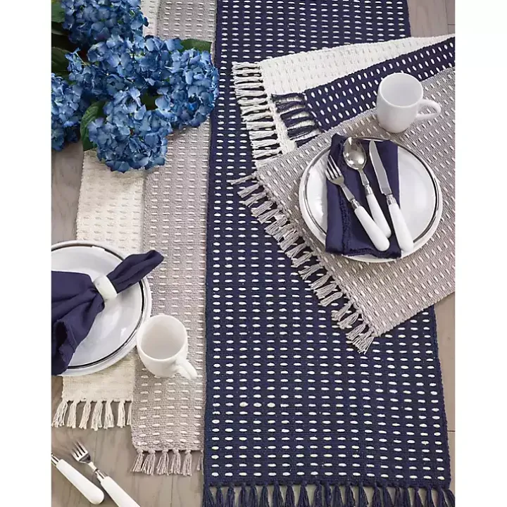 Natural Dashed Woven Long Cotton Runner
