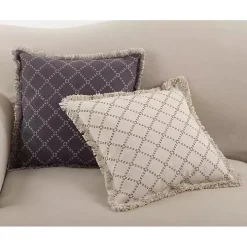 Natural Diamond Pillow with Fringed Edges