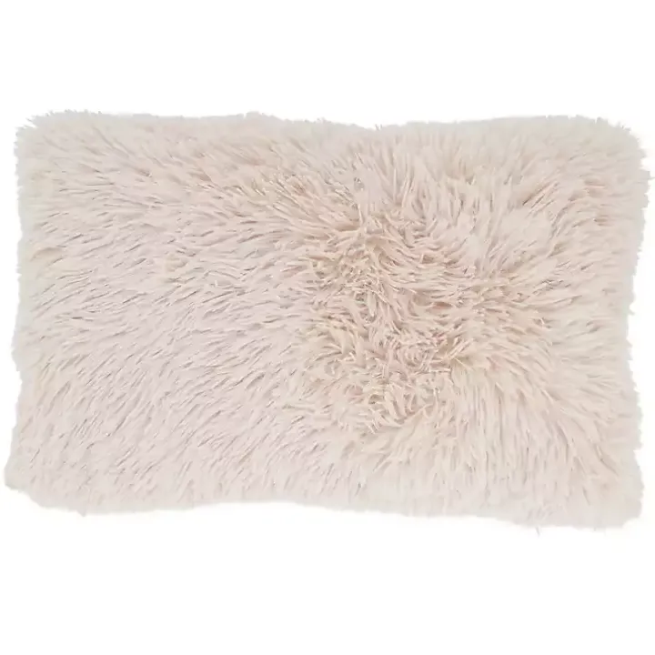 Natural Faux Fur Lumbar Pillow