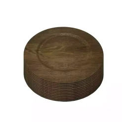 Natural Faux-Wood Charger Plates, Set of 12
