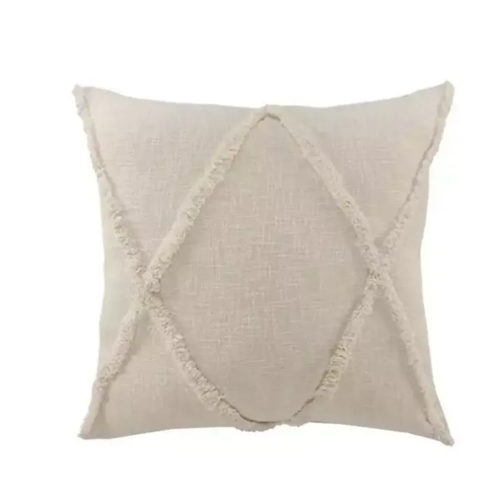 Natural Fringe Diamond Pillow, 26 in.
