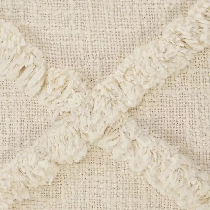 Natural Fringe Diamond Pillow, 26 in.