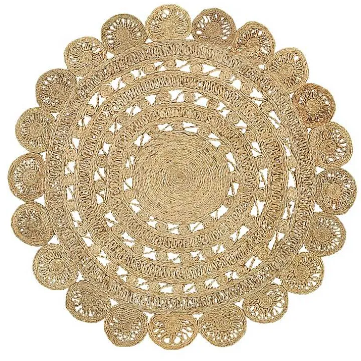 Natural Golden Sunshine Circular Area Rug, 4x4