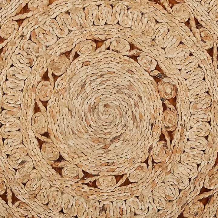 Natural Golden Sunshine Circular Area Rug, 4x4
