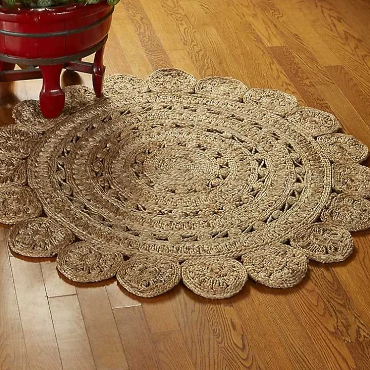 Natural Golden Sunshine Circular Area Rug, 4x4