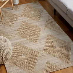 Natural Jute Diamond Modern Woven Area Rug, 5x8