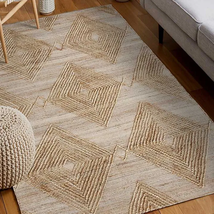 Natural Jute Diamond Modern Woven Area Rug, 5x8