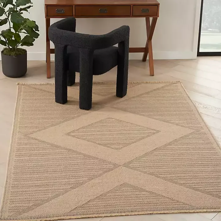 Natural Jute Woven Diamond Area Rug, 7x9
