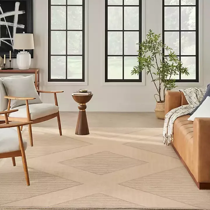Natural Jute Woven Diamond Area Rug, 7x9