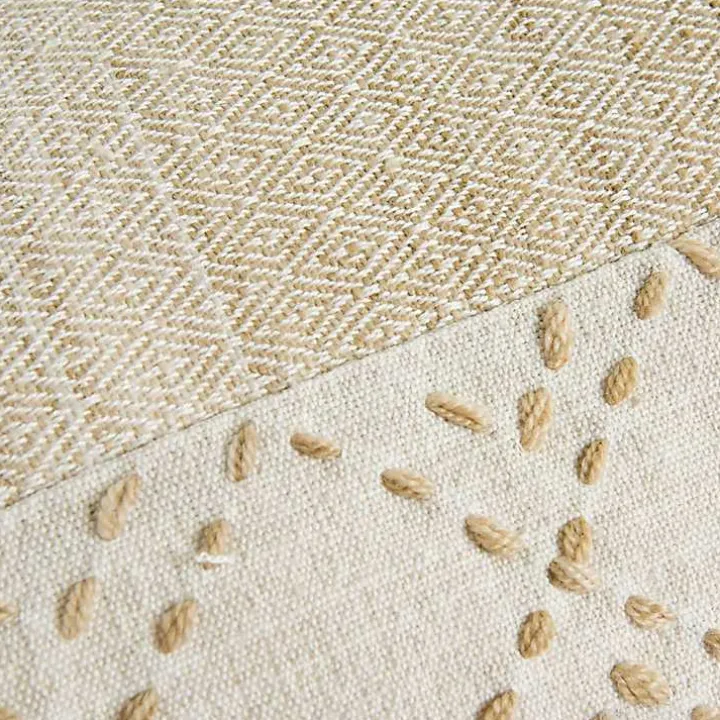 Natural Kantha Stitch Recycled Throw Pillow