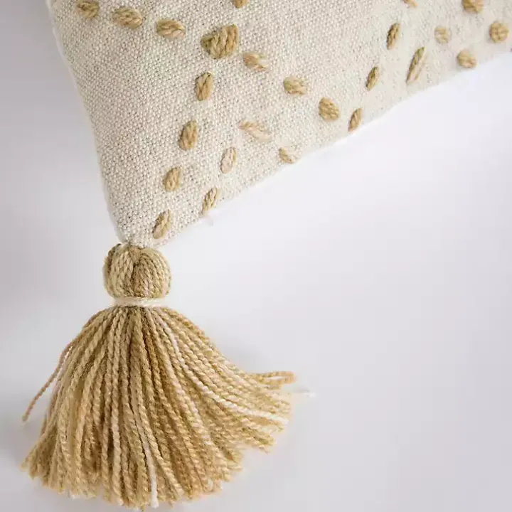 Natural Kantha Stitch Recycled Throw Pillow