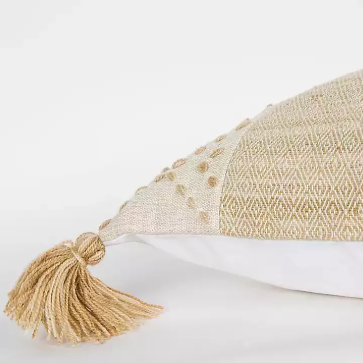 Natural Kantha Stitch Recycled Throw Pillow