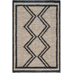 Natural Leather Flatweave ZigZag Area Rug, 8x10