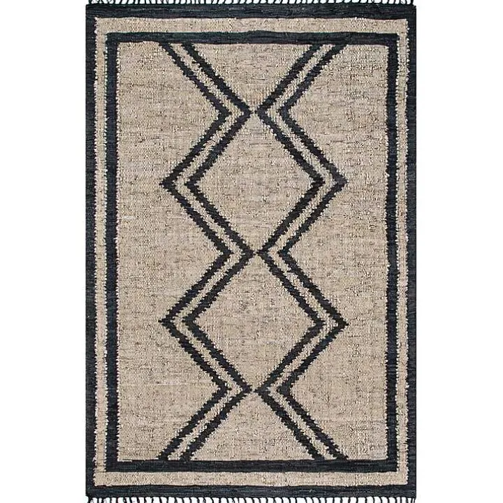 Natural Leather Flatweave ZigZag Area Rug, 8x10