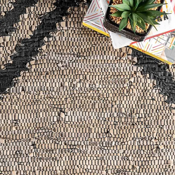 Natural Leather Flatweave ZigZag Area Rug, 8x10