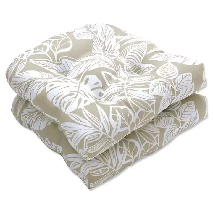 Natural Leaves Tufted 2-pc. Outdoor Seat Cushions