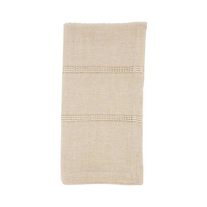Natural Leno Striped Napkins, Set of 4
