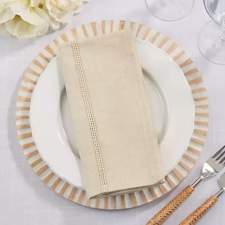 Natural Leno Striped Napkins, Set of 4