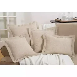 Natural Linen Down Hemstitched Lumbar Pillow