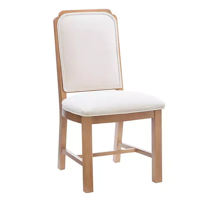 Natural Linen Scalloped Dining Chairs, Set of 2