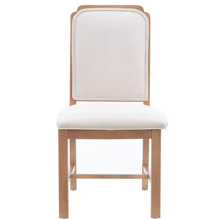 Natural Linen Scalloped Dining Chairs, Set of 2