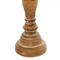 Natural Mango Wood Carved Candle Holders, Set of 3