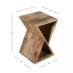 Natural Mango Wood Hourglass Accent Table