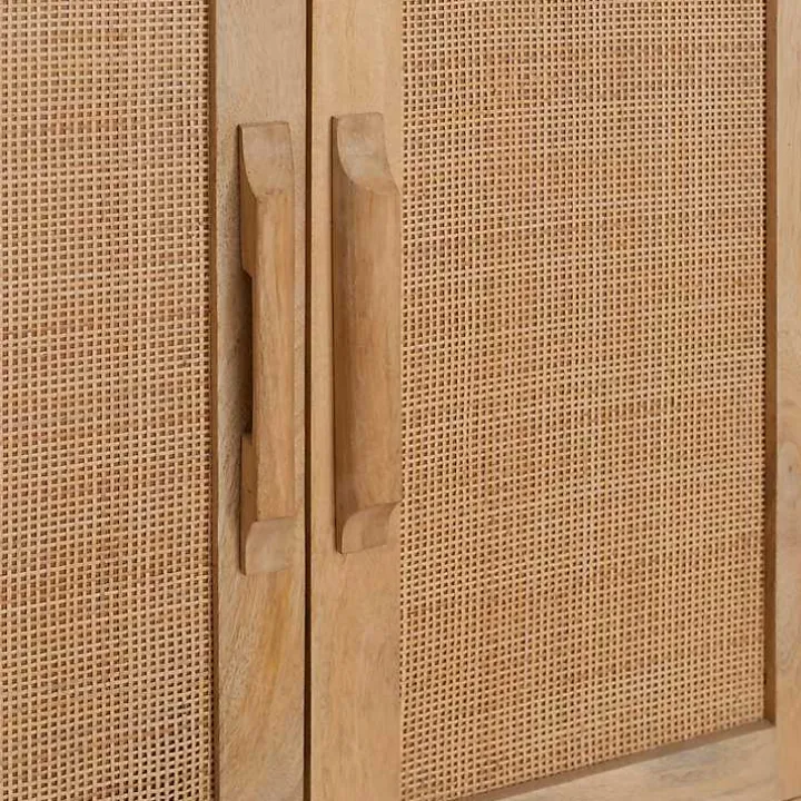Natural Marble Rattan Front Bar Cabinet