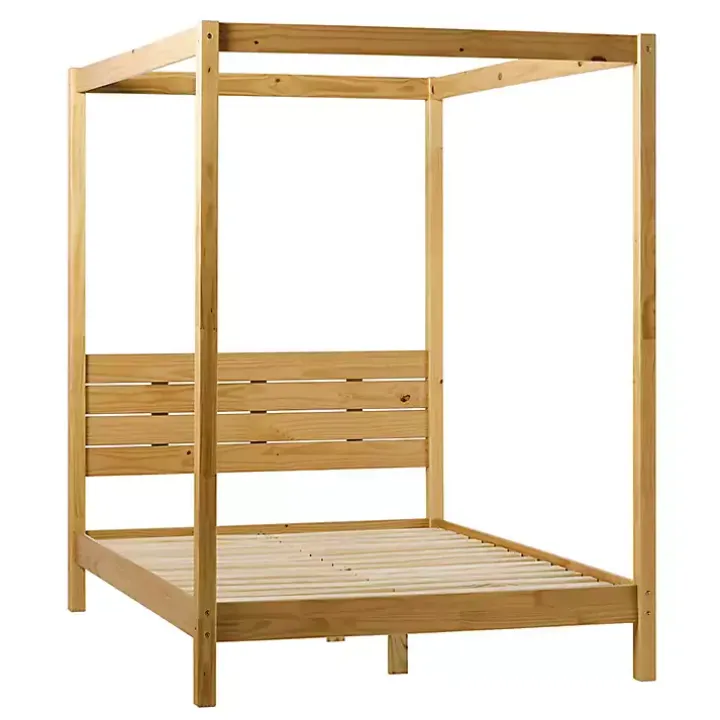 Natural Pine Canopy Full Bed