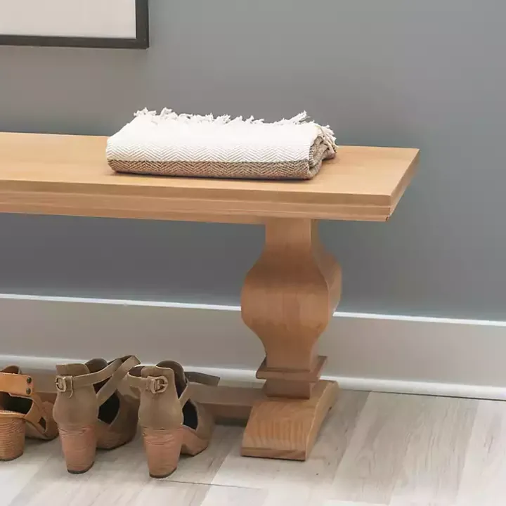 Natural Pine Wood Knotted Column Bench