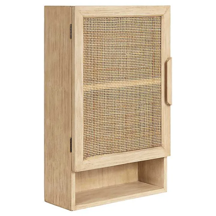 Natural Rattan Wall Cabinet with Shelf
