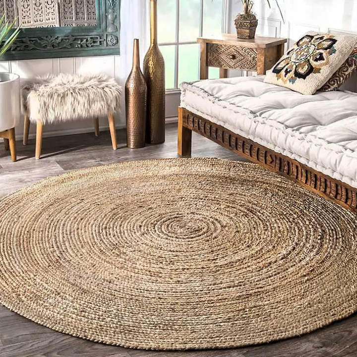 Natural Reno Woven Round Area Rug, 4 ft.