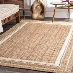 Natural Renwick Braided Border Area Rug, 5x8