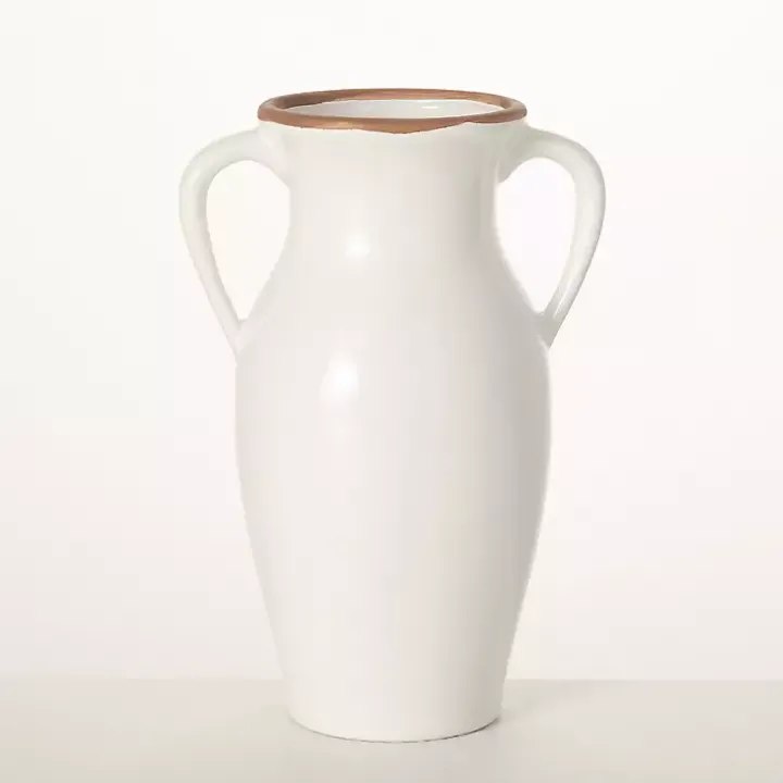 Natural Rimmed White Urn Vase