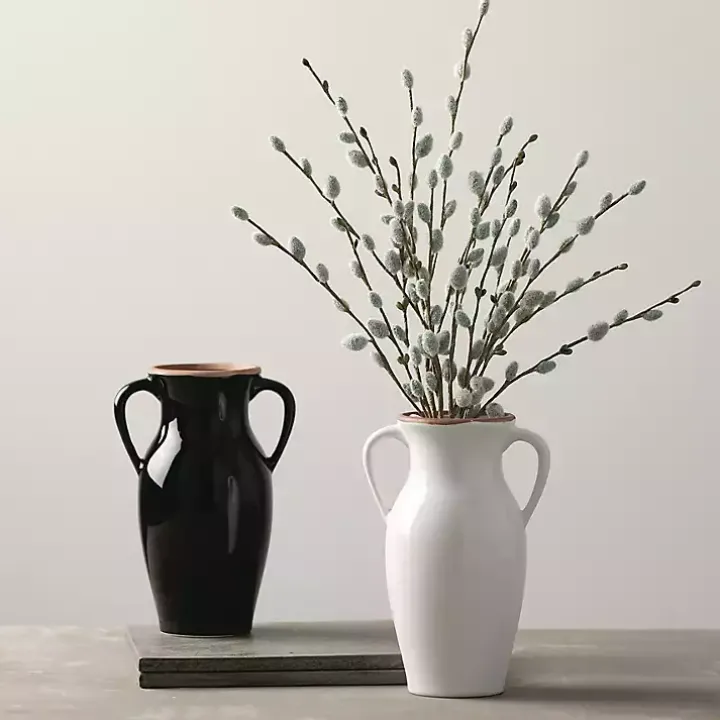 Natural Rimmed White Urn Vase