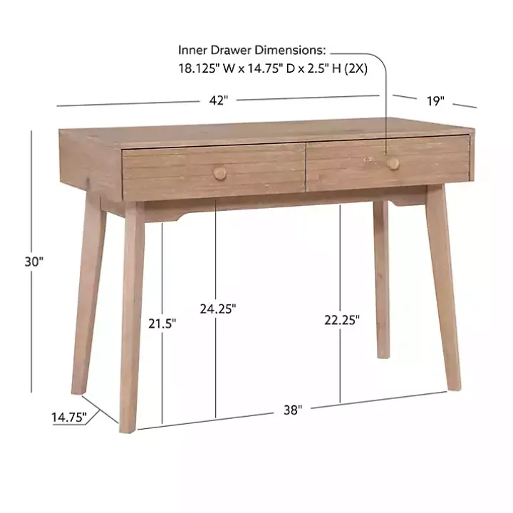 Natural Ripples 2-Drawer Wood Desk