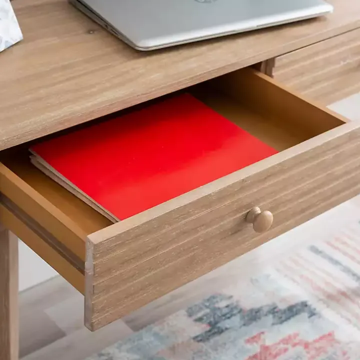 Natural Ripples 2-Drawer Wood Desk